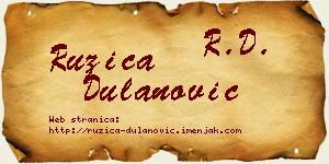 Ružica Dulanović vizit kartica